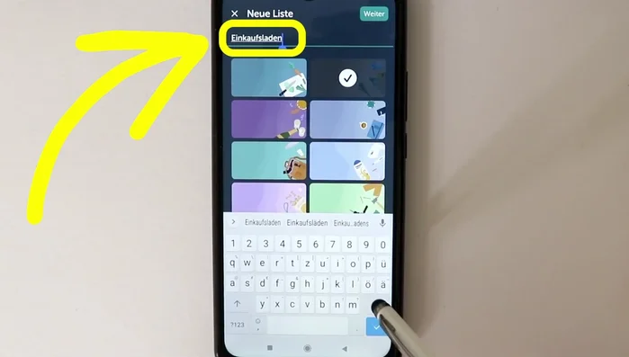 Liste benennen (z.B. "Einkaufen mit Anne").