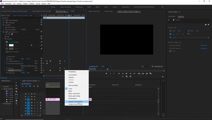 Easing (langsam Ein- und Ausblenden) auf die Keyframes anwenden für einen flüssigeren Bewegungsablauf.