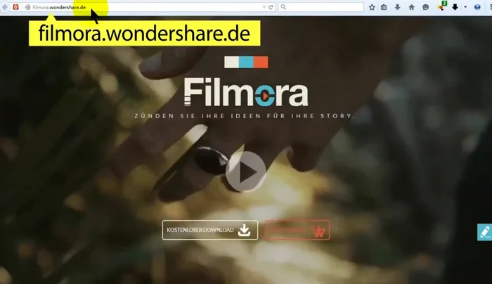 Filmora herunterladen und installieren (Link in der Beschreibung).