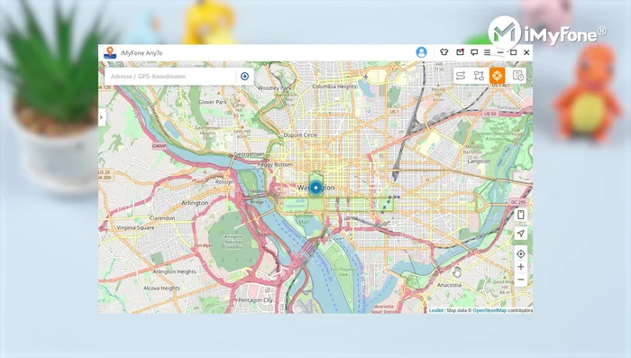 "Teleport-Modus" wählen und einen Ort auf der Karte auswählen (oder in die Suchleiste eingeben).