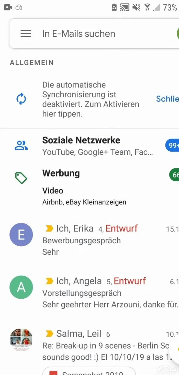 E-Mail App öffnen und die E-Mail mit dem Anhang finden.