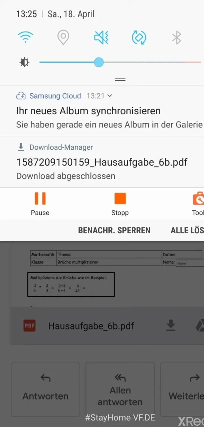 Hausaufgabe speichern.