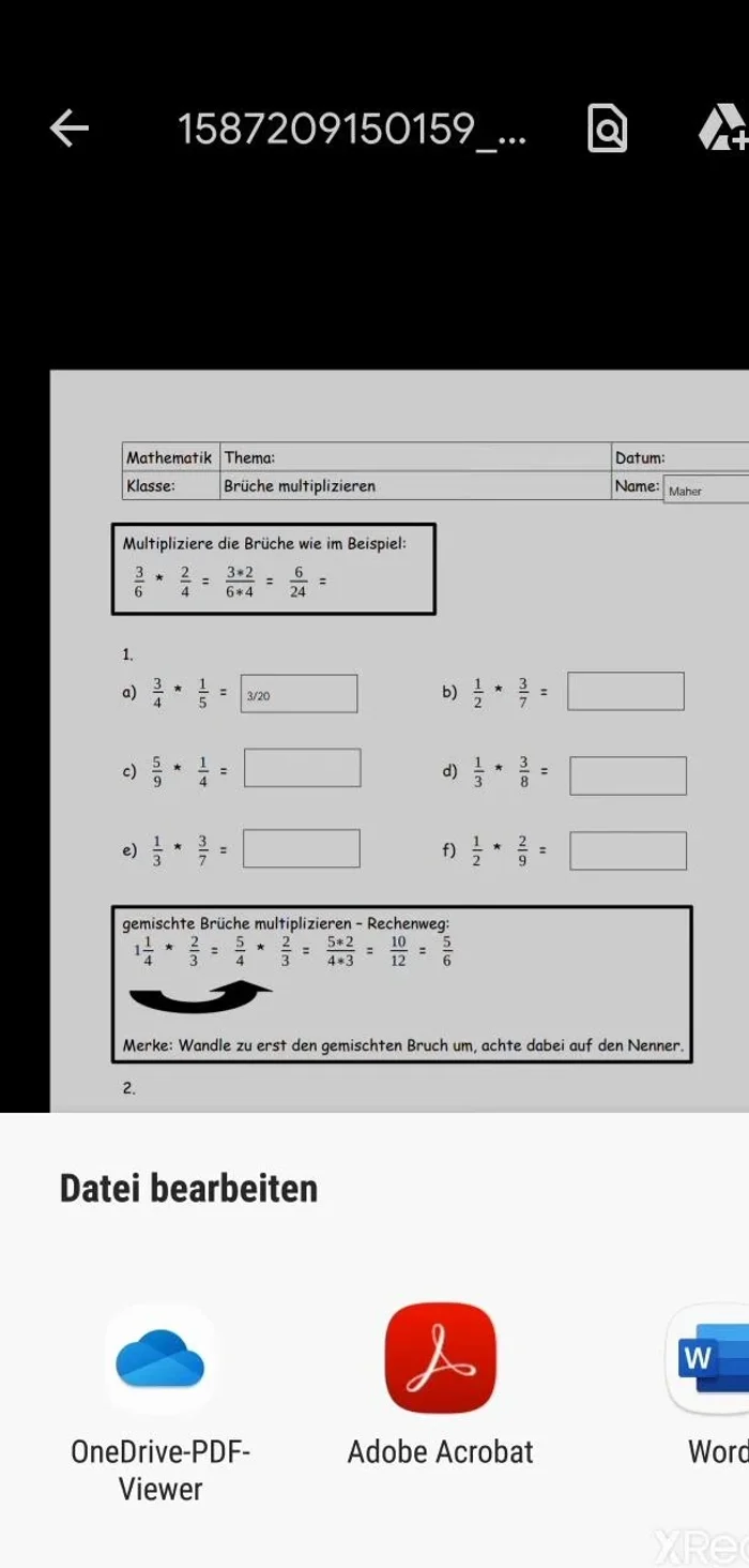 Hausaufgabe speichern.