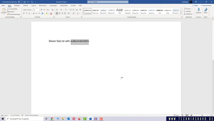 Wählen Sie das passende Synonym aus der Liste aus. Die Änderung wird automatisch übernommen.