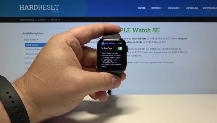Aktivieren Sie VoiceOver mit dem Schieberegler.