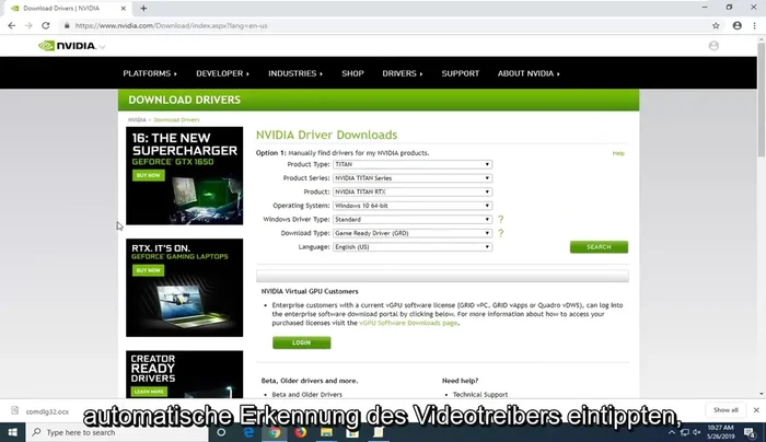 Lassen Sie die Website Ihren Computer automatisch erkennen und die passenden Treiber herunterladen.