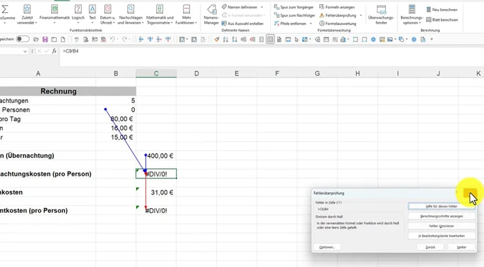 Wähle 'Formel auswerten' im Dialogfenster.