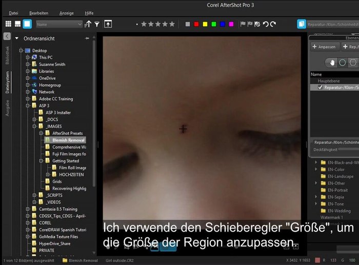 Größe des Reparaturbereichs anpassen (Schieberegler oder Mausrad):