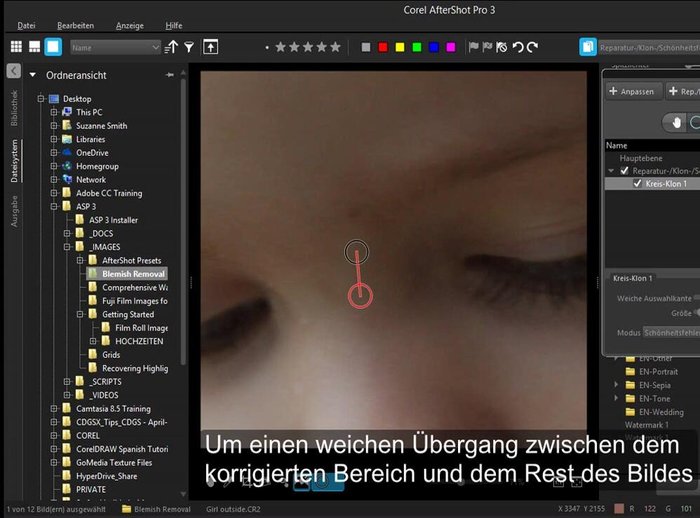 Weiche Kanten einstellen (Schieberegler 'Weiche Auswahl'):