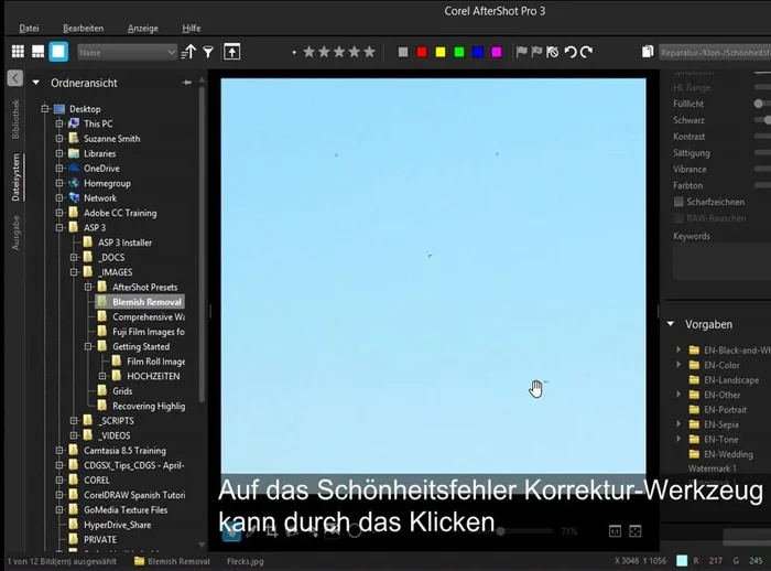 Schönheitsfehler-Werkzeug öffnen: