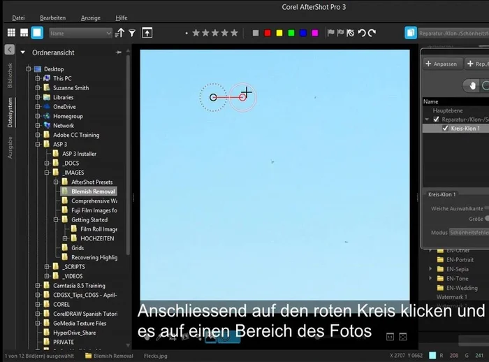 Größe des Reparaturbereichs anpassen (Schieberegler oder Mausrad):