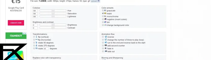 Klicke auf 'Convert' um das GIF zu erstellen.