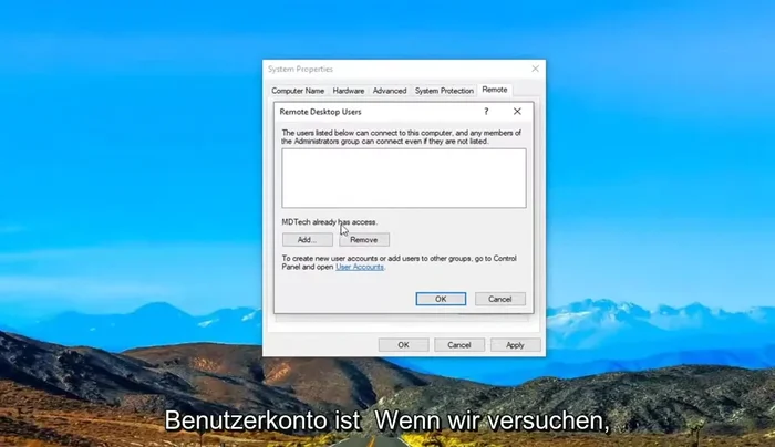 Überprüfen Sie unter "Benutzer", welche Benutzer Zugriff haben. Fügen Sie gegebenenfalls weitere Benutzer hinzu, indem Sie den Benutzernamen eingeben und "Namen prüfen" wählen.