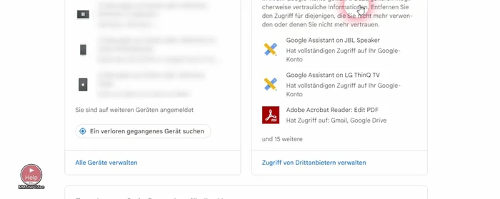 "Zugriff von Drittanbietern verwalten" auswählen.