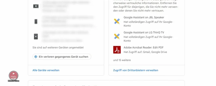 "Zugriff von Drittanbietern verwalten" auswählen.