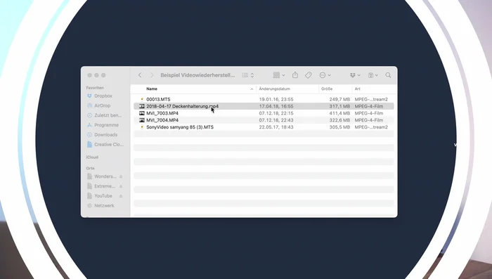 Rechtsklick auf die Videodatei -> Informationen -> Name & Erweiterung ändern: '.mp4' in '.av' ändern.