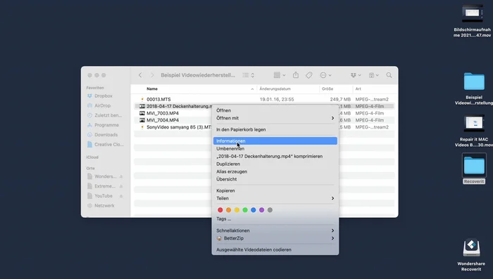 Rechtsklick auf die Videodatei -> Informationen -> Name & Erweiterung ändern: '.mp4' in '.av' ändern.