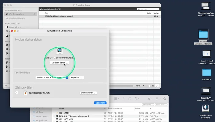 In VLC: Ablage -> Konvertieren/Streamen -> Profil anpassen (Originalspuren belassen, falls möglich).