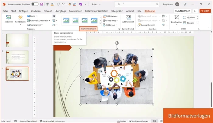Bildformatvorlagen: Verschiedene Darstellungsweisen (Rahmen, Effekte, 3D-Ansicht) auswählen.