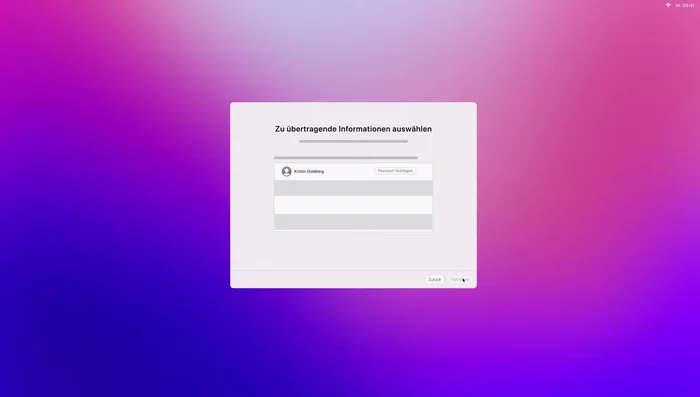 Administratorpasswort für den neuen Mac erstellen und bestätigen (186.1)