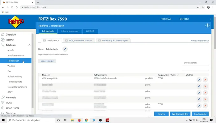 Vergeben Sie einen Namen (z.B. "Telos Sperrliste").