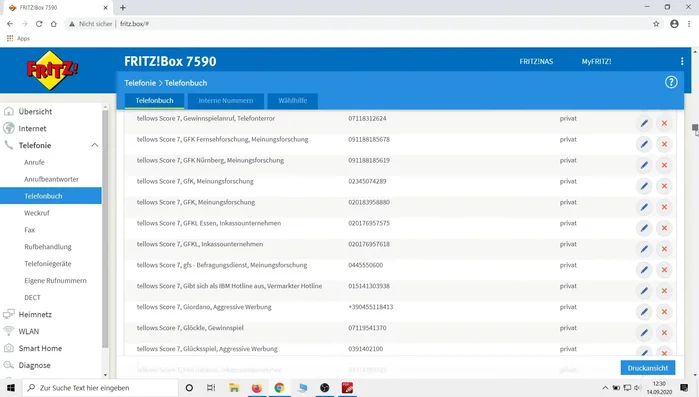 Erstellen Sie eine neue Regel unter "Anrufbehandlung" -> "Neue Regel", wählen Sie "Ankommende Rufe" und das erstellte Telefonbuch.