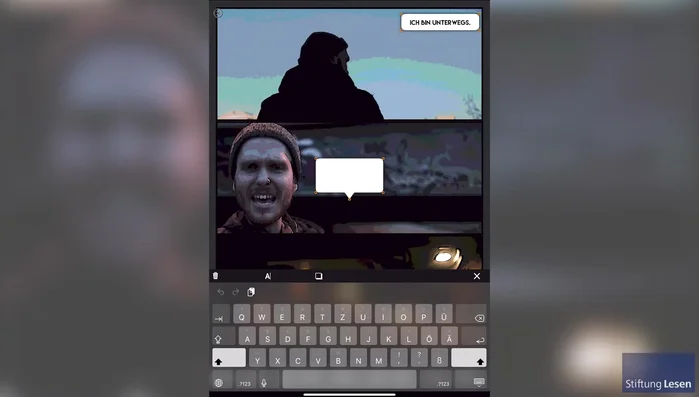 Bei Bedarf Sprechblasen entfernen und neu positionieren. Schweif der Sprechblase anpassen.