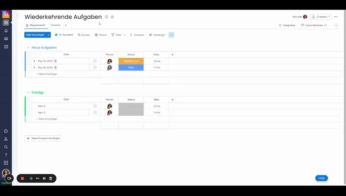Nutzen Sie die Automatisierungsfunktionen von monday.com.