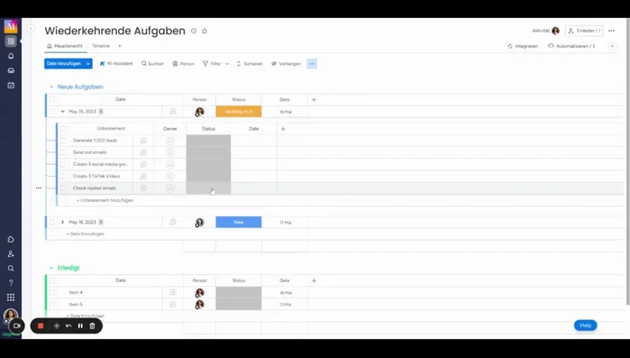 Automatisieren Sie Fälligkeitsdaten. Beispiel: Wenn der Status auf 'Neu' geändert wird, setzen Sie das Datum auf das aktuelle Datum (54.379).