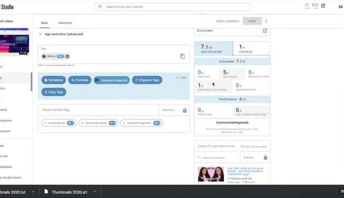 Titel und Beschreibung optimieren und Schlüsselwörter einfügen (aus der Transkriptions-Textdatei).