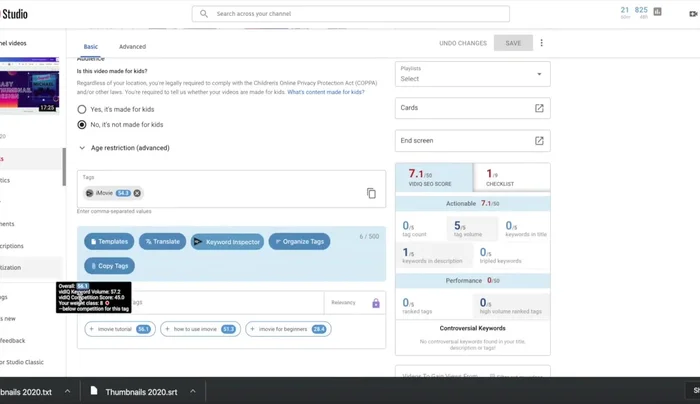 Titel und Beschreibung optimieren und Schlüsselwörter einfügen (aus der Transkriptions-Textdatei).