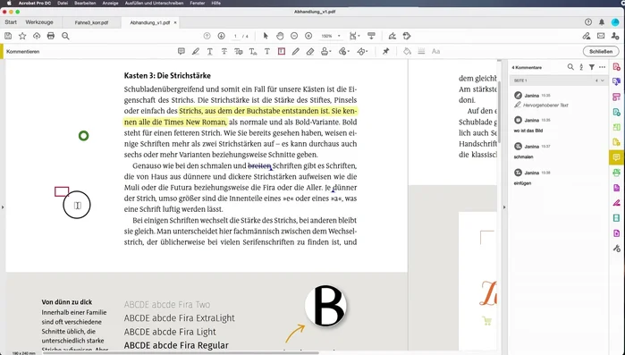 Erscheinungsbild anpassen: Ändern Sie Schriftart, Farbe und weitere Attribute der Kommentare, sowohl während als auch nach der Erstellung.