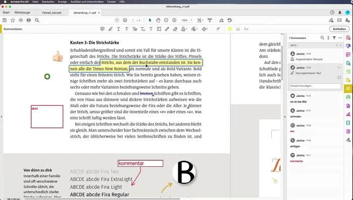 Erscheinungsbild anpassen: Ändern Sie Schriftart, Farbe und weitere Attribute der Kommentare, sowohl während als auch nach der Erstellung.