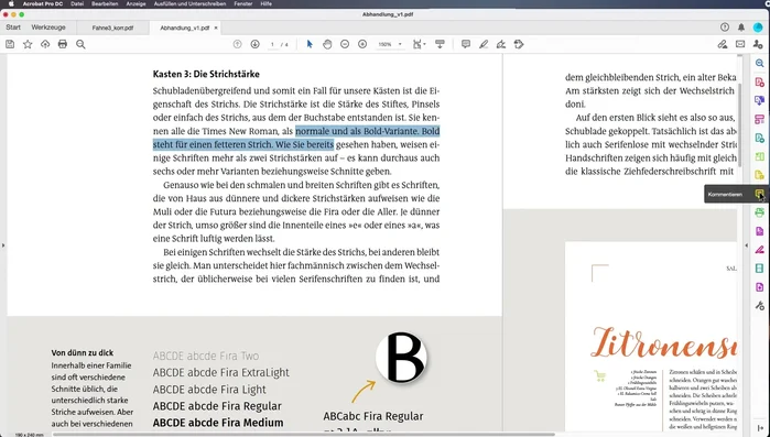Kommentar-Werkzeuge einblenden: Klicken Sie auf das Kommentar-Symbol, um die vollständige Werkzeugleiste und die Kommentarspalte einzublenden.