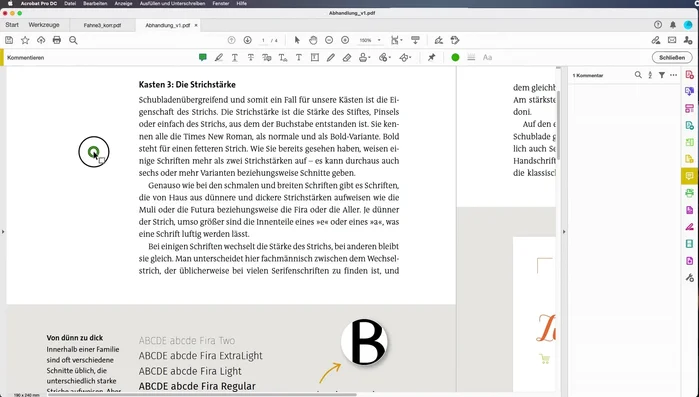 Text unterstreichen, durchstreichen, ersetzen oder einfügen: Nutzen Sie die entsprechenden Werkzeuge für präzise Korrekturen und Ergänzungen.