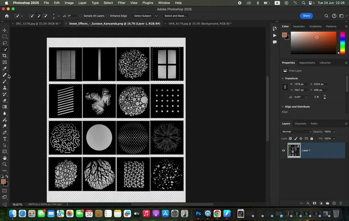 Rotzeffekt importieren und positionieren: Importieren Sie den Rotzeffekt (PNG-Datei). Verwenden Sie das Rechteckige Auswahlwerkzeug, um den Effekt auszuwählen und kopieren Sie ihn (Strg+C/Befehl+C).