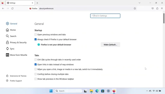 Wählen Sie im linken Menü 'Datenschutz und Sicherheit'.