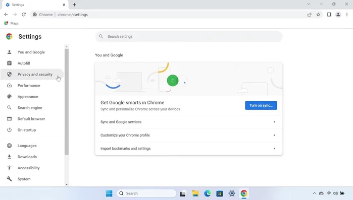 Scrollen Sie nach unten zu 'Inhalt' und wählen Sie 'Pop-ups und Weiterleitungen'.