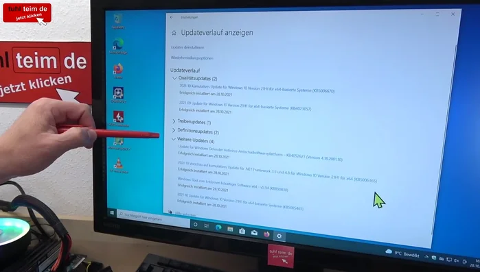 Überprüfen Sie den Update-Verlauf (Einstellungen > Update & Sicherheit > Windows Update > Updateverlauf anzeigen). Dort finden Sie das Update KB5005463 (PC-Integritätsprüfung).