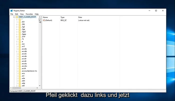 Zum Verzeichnis `HKEY_CLASSES_ROOT\Directory\shell\contextmenuhandlers` navigieren (durch Dropdown-Menüs).