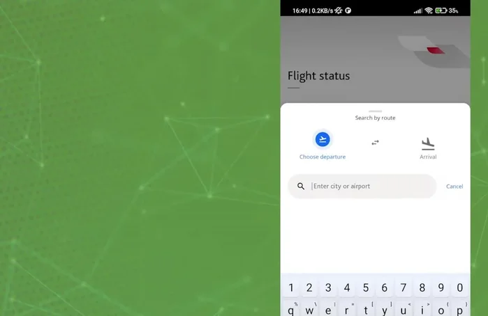 Flugnummer eingeben.