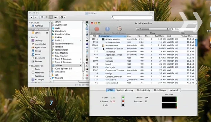 Laufende Programme im Aktivitätsmonitor überprüfen