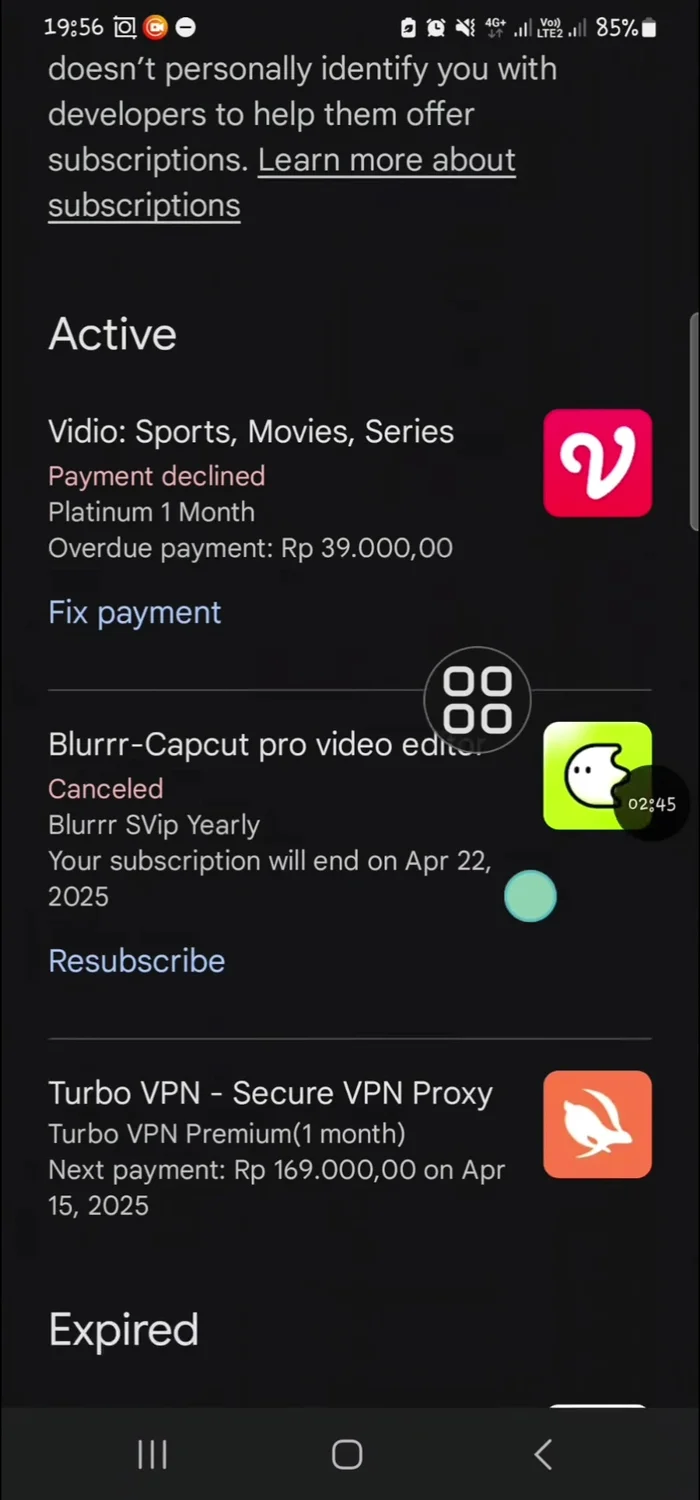 Finden Sie die QR-Code-Scanner App in der Liste der Abonnements.