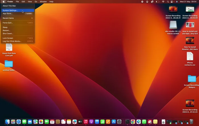 Wählen Sie "Systemeinstellungen" aus.