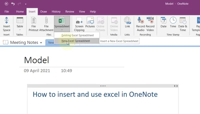 Auf die neue Tabelle klicken, um sie einzufügen.