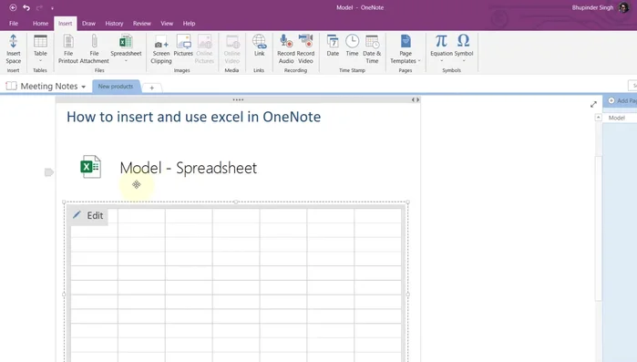 Auf die neue Tabelle klicken, um sie einzufügen.