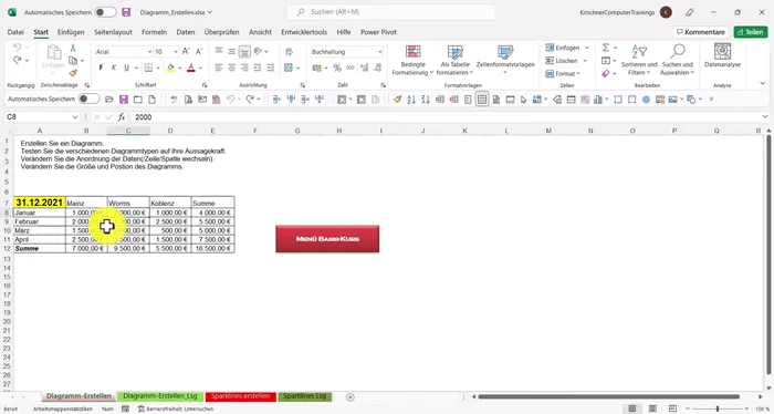 Kopieren Sie die markierten Daten (Strg + C).