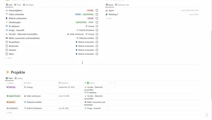Konfiguration des Rollups: Auswahl der Relation (To-dos), der Property (z.B. "Erledigt"), und der Aggregierungsfunktion (z.B. "Count", "Count all", "Sum", Prozentuale Darstellung).
