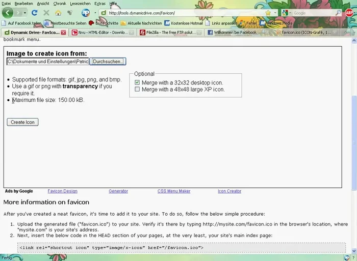 Laden Sie das erzeugte Favicon herunter.