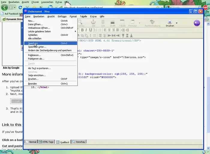 Speichern Sie Ihre HTML-Seite.